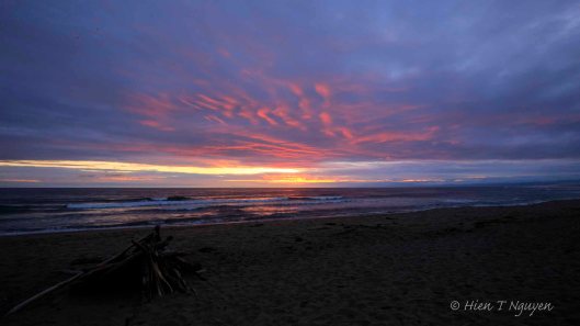 Sunset at Moss Landing State Beach, 7:02 PM.